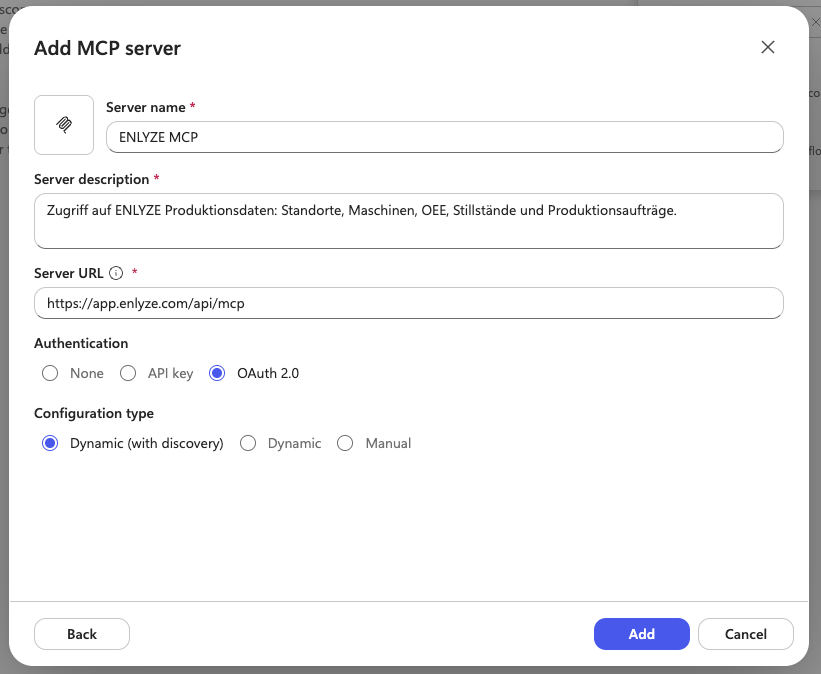 Completed server details