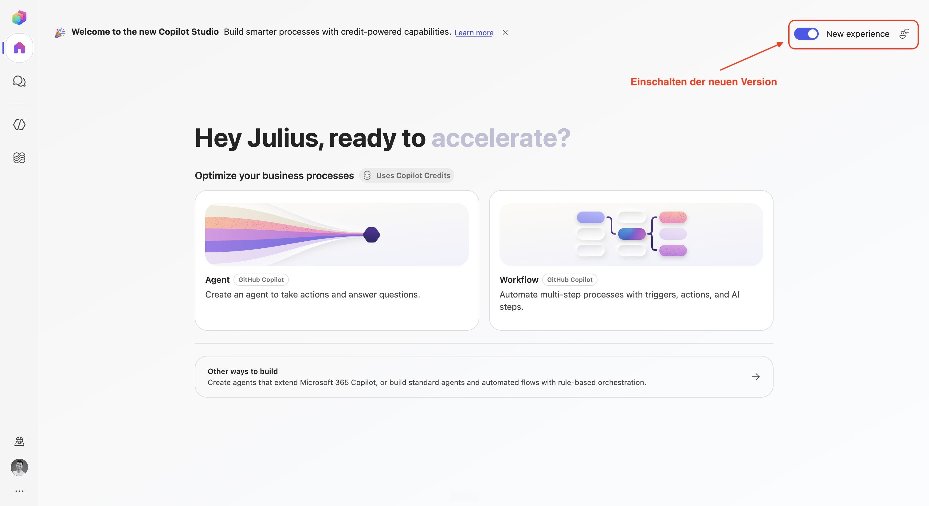 Copilot Studio in the new version