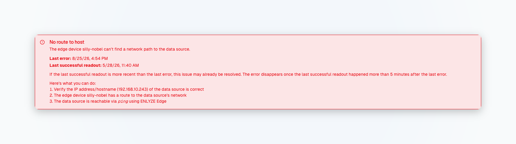 Clear timestamps in the data source status