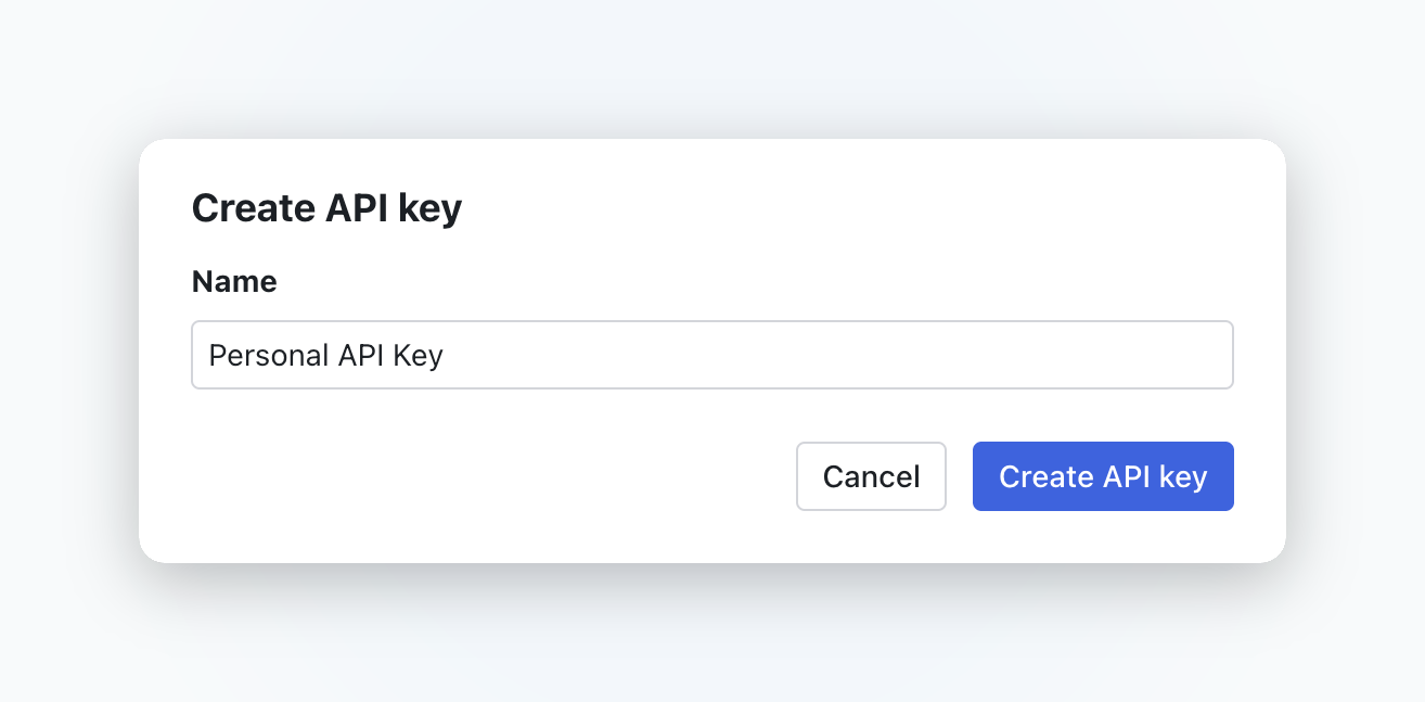 Create API key dialog