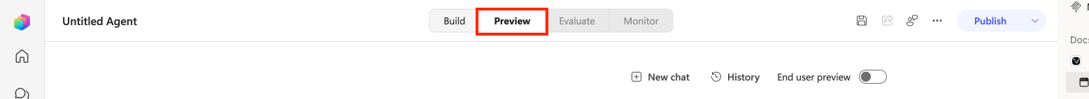 Preview tab in the agent view