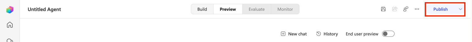 Publish button in the top-right corner