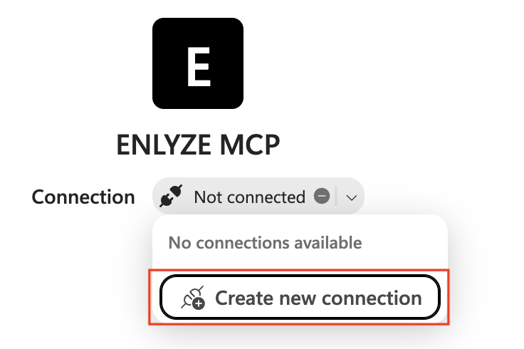 Create new connection option in the dropdown